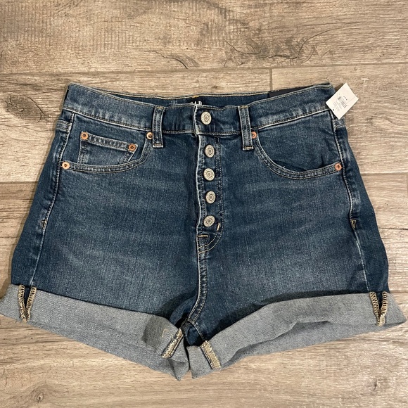 ❤️ GAP HIGH RISE 4” DENIM JEAN SHORTS SIZE 27 NEW - Picture 2 of 8